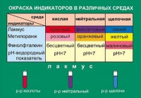 Таблица Окраска индикаторов в различных средах (винил) - «globural.ru» - Тверь