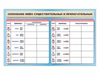 Фрагмент (демонстрационный) маркерный (двухсторонний) "Склонение имен существительных и прилагательных" - «globural.ru» - Тверь