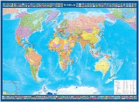 Настенная политическая карта мира с флагами на английском языке - «globural.ru» - Тверь