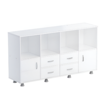 Шкаф-стеллаж верхняя часть без дверок, нижняя часть с 4 - мя ящиками и 2-мя дверками (белый) - «globural.ru» - Тверь